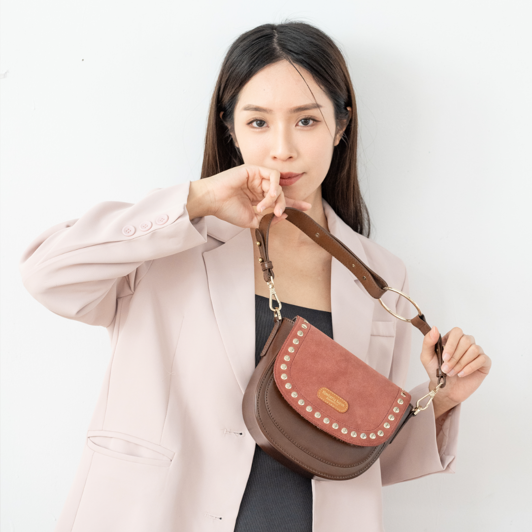 【造型背帶】造型肩背帶 - 幾何大圓（深棕）