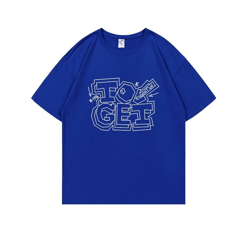 Loose short-sleeved T-shirt (S-4XL Klein Blue 220g cotton) [After placing an order, please contact customer service to confirm the shipping size] 