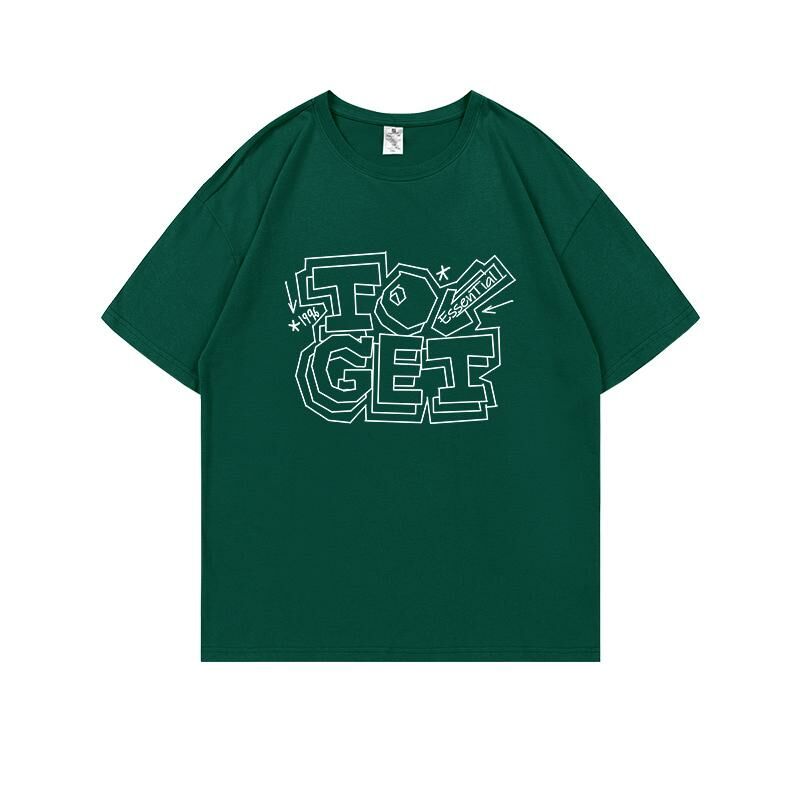Loose short-sleeved T-shirt (S-4XL dark green 220g cotton) [After placing an order, please contact customer service to confirm the shipping size] 