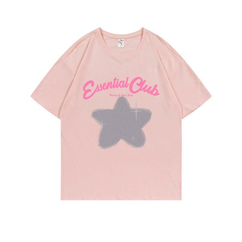 Loose short-sleeved T-shirt (S-4XL light pink) [Please contact customer service to confirm the shipping size after placing an order] 