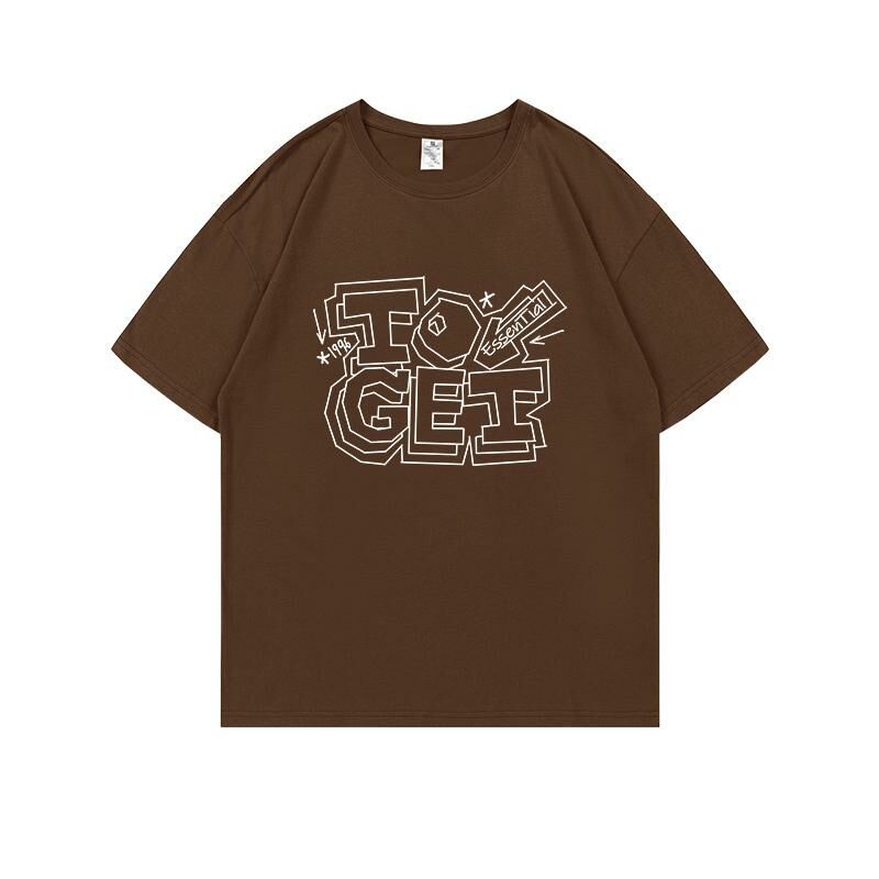 Loose short-sleeved T-shirt (S-4XL brown 220g cotton) [Please contact customer service to confirm the shipping size after placing an order] 