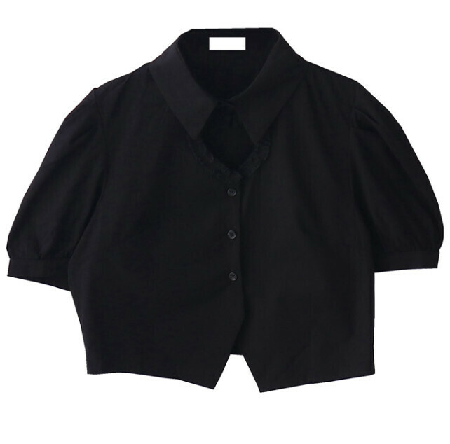 Hot Selling Heart Hollow Short Shirt [Black] [One Size Fits All]