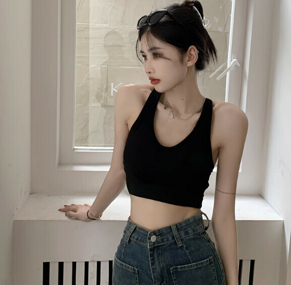 Summer Short Vest with Chest Padding (Black) [One Size]
