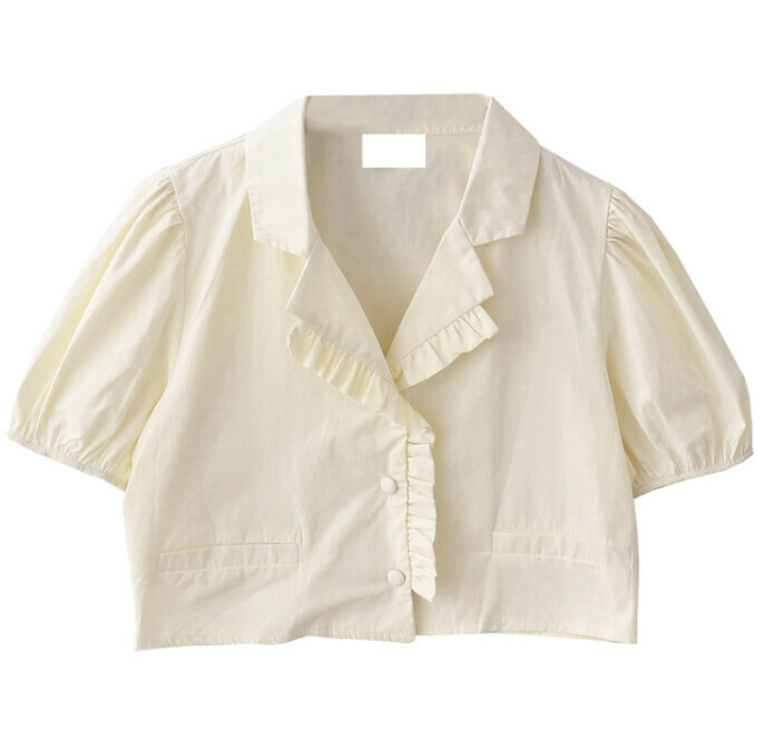 Hot selling suit collar short shirt [light yellow] [one size fits all]