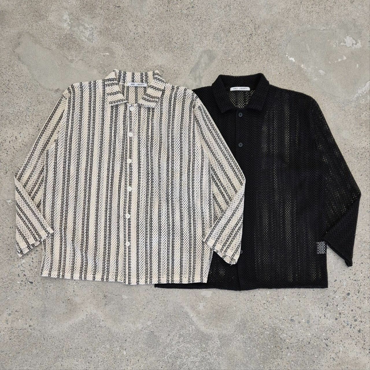 直間網紋長袖恤衫 And Liberty-030S