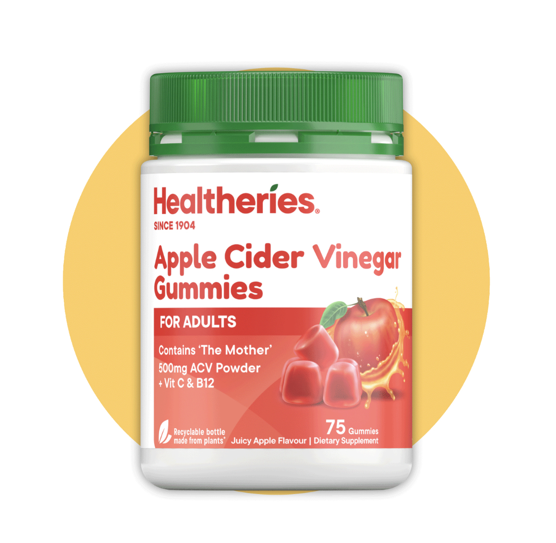 (X) 蘋果醋+維他命C+維他命B軟糖(75粒) (買1送1,平均$149.5/件) - Healtheries #2209HE