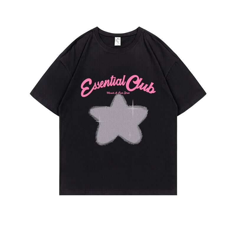 Loose short-sleeved T-shirt (S-4XL black) [Please contact customer service to confirm the shipping size after placing an order] 