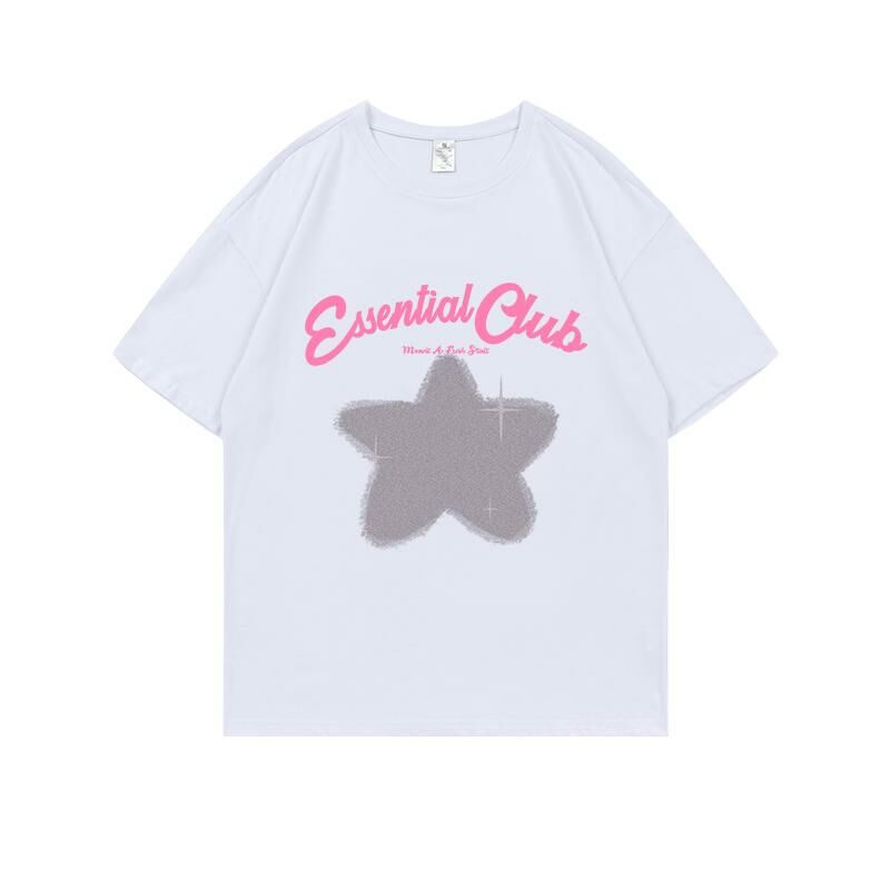 Loose short-sleeved T-shirt (S-4XL white) [Please contact customer service to confirm the shipping size after placing an order] 
