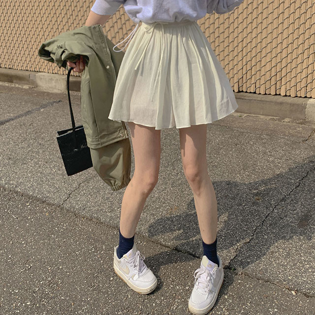 【優惠預訂】韓國綁結麻棉傘裙（2色）