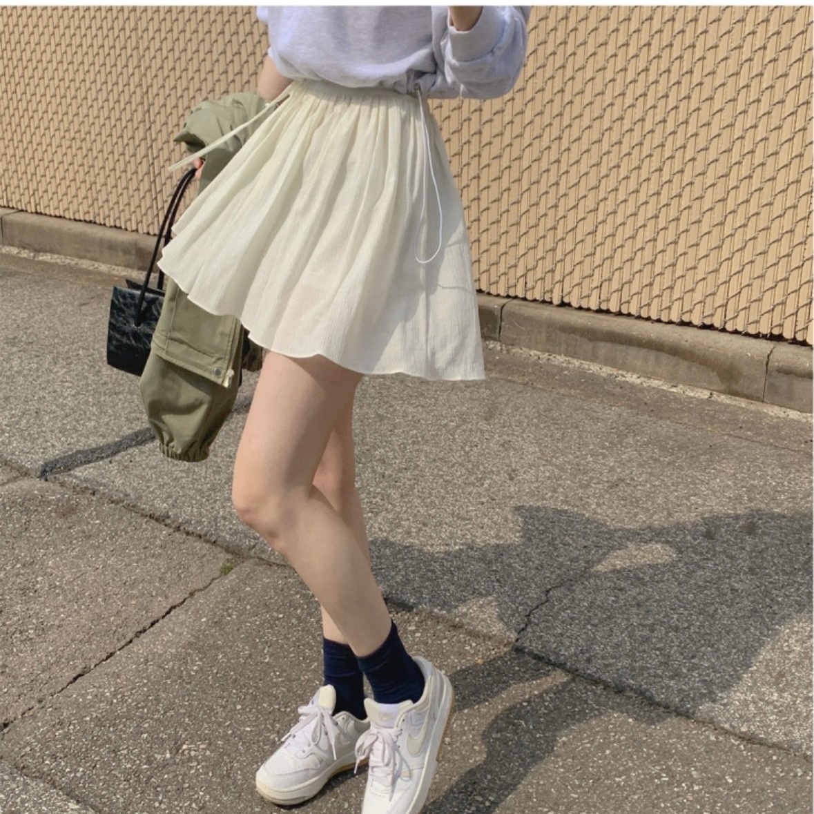 【優惠預訂】韓國綁結麻棉傘裙（2色）