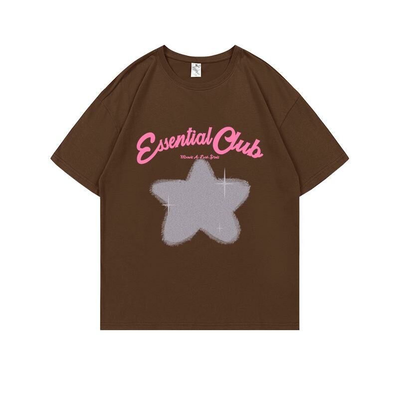 Loose short-sleeved T-shirt (S-4XL brown) [After placing an order, please contact customer service to confirm the shipping size] 