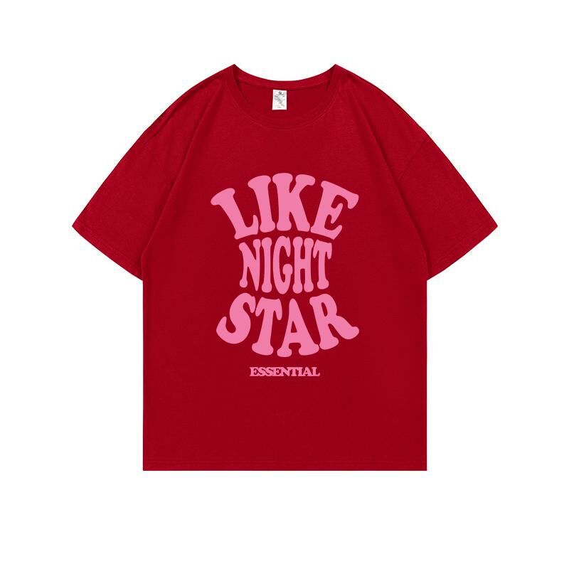 Loose short-sleeved T-shirt (S-4XL size China red) [Please contact customer service to confirm the shipping size after placing an order] 