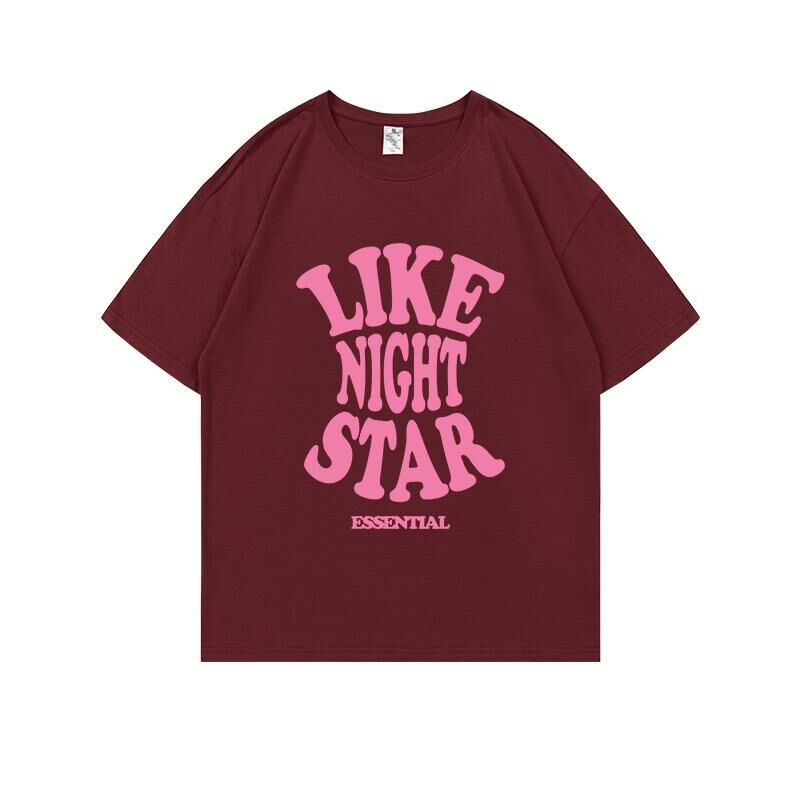Loose short-sleeved T-shirt (S-4XL burgundy) [Please contact customer service to confirm the shipping size after placing an order] 