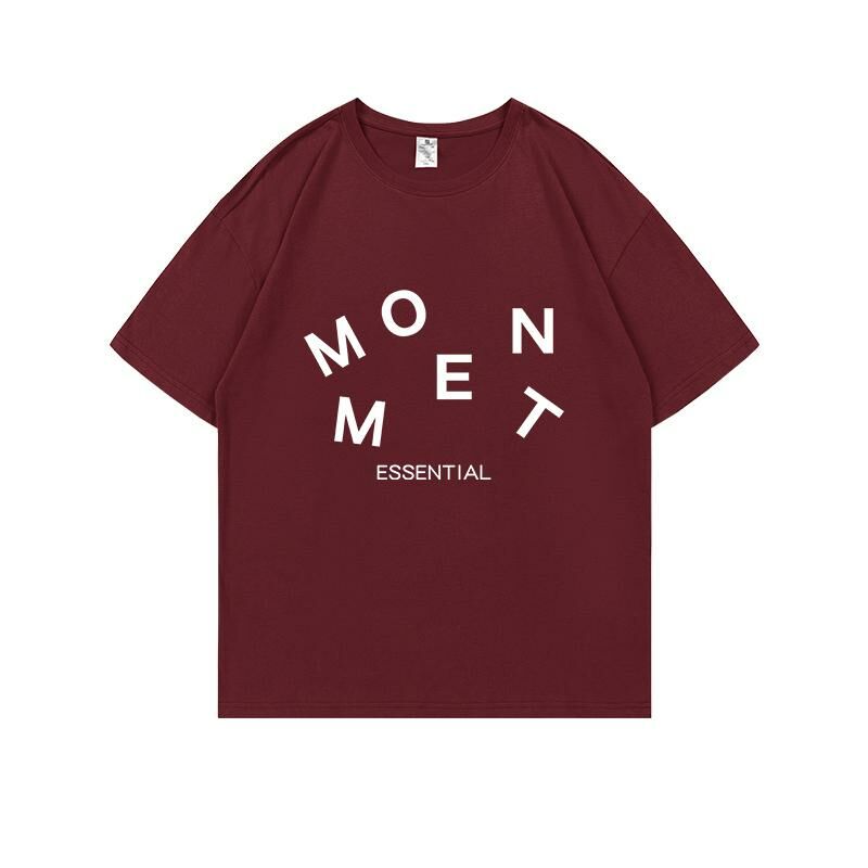 Loose short-sleeved T-shirt (S-4XL burgundy 220g cotton) [After placing an order, please contact customer service to confirm the shipping size] 