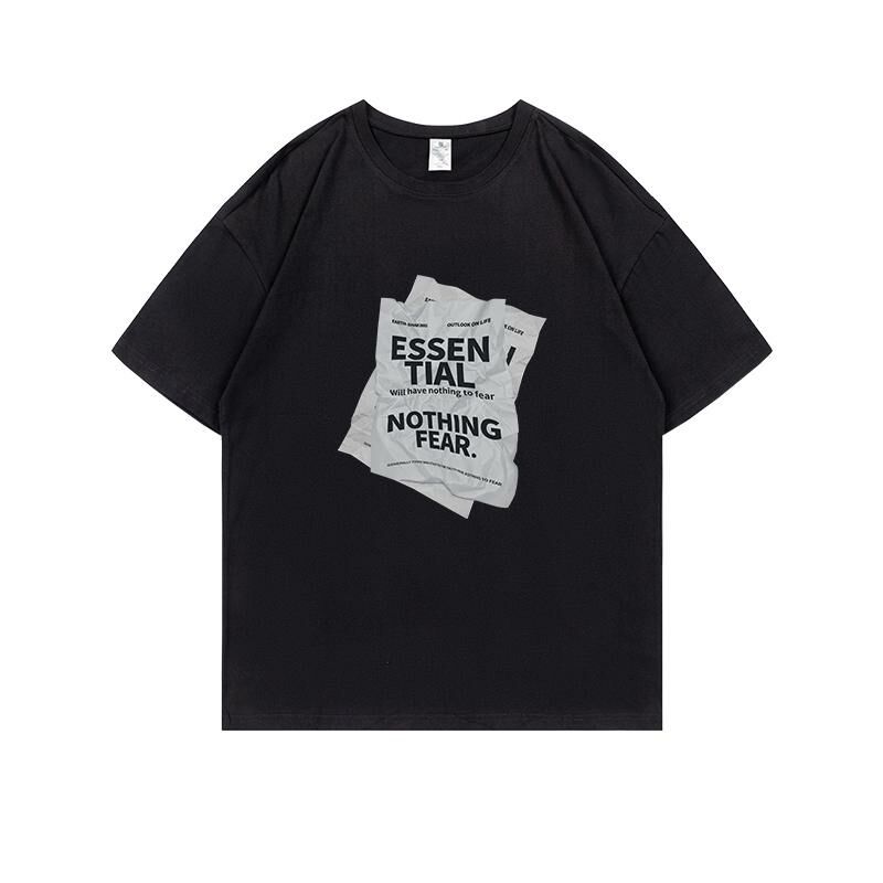 Loose short-sleeved T-shirt (S-4XL black) [Please contact customer service to confirm the shipping size after placing an order] 