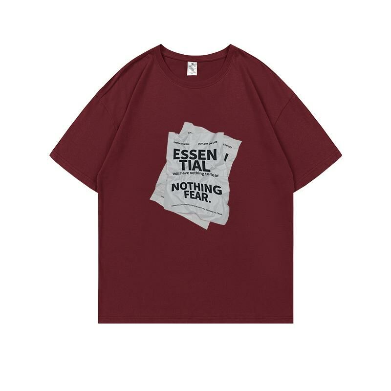 Loose short-sleeved T-shirt (S-4XL burgundy) [Please contact customer service to confirm the shipping size after placing an order] 