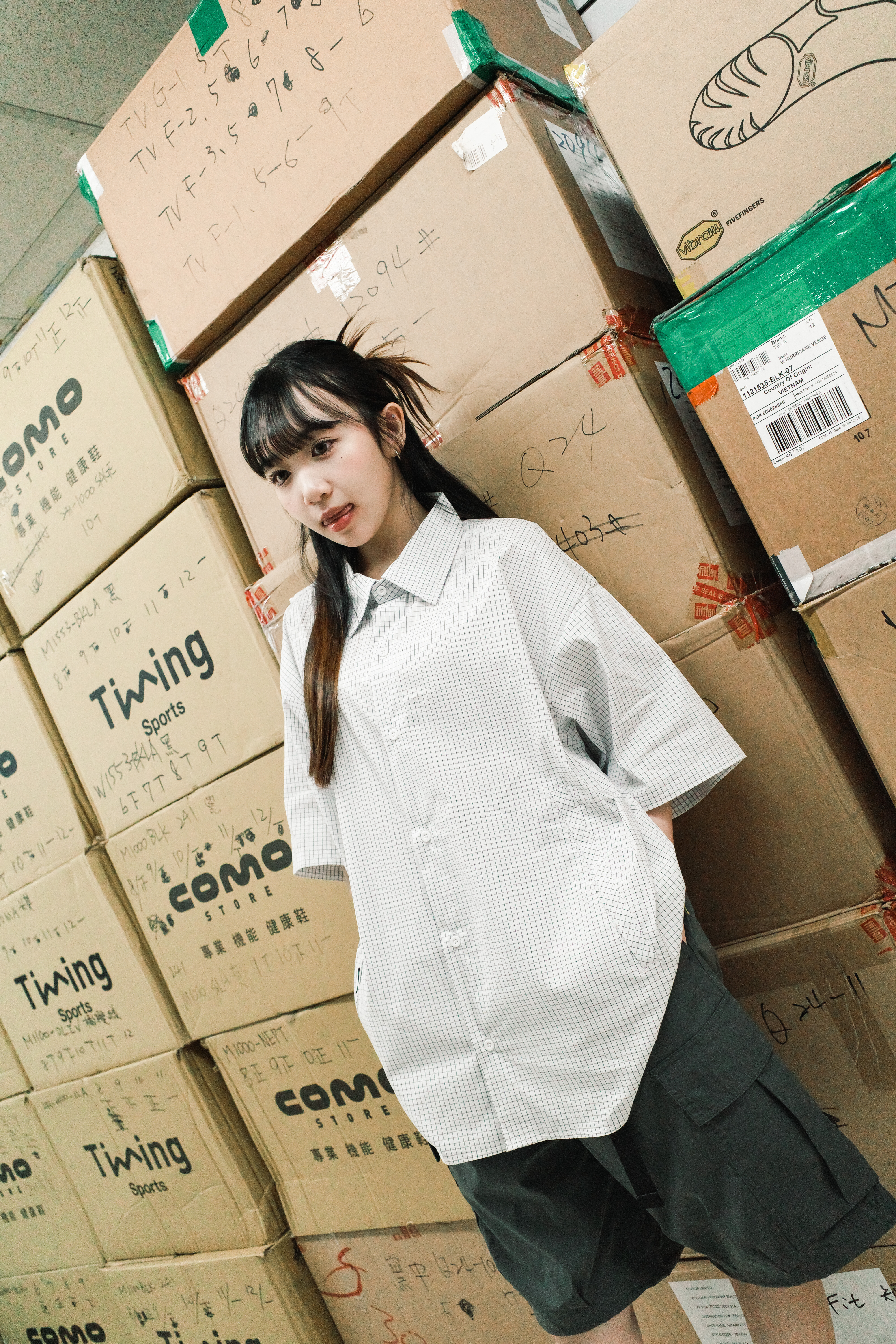 『Always_Good』日系 闊版 CITYBOY 細格紋 口袋 短袖襯衫