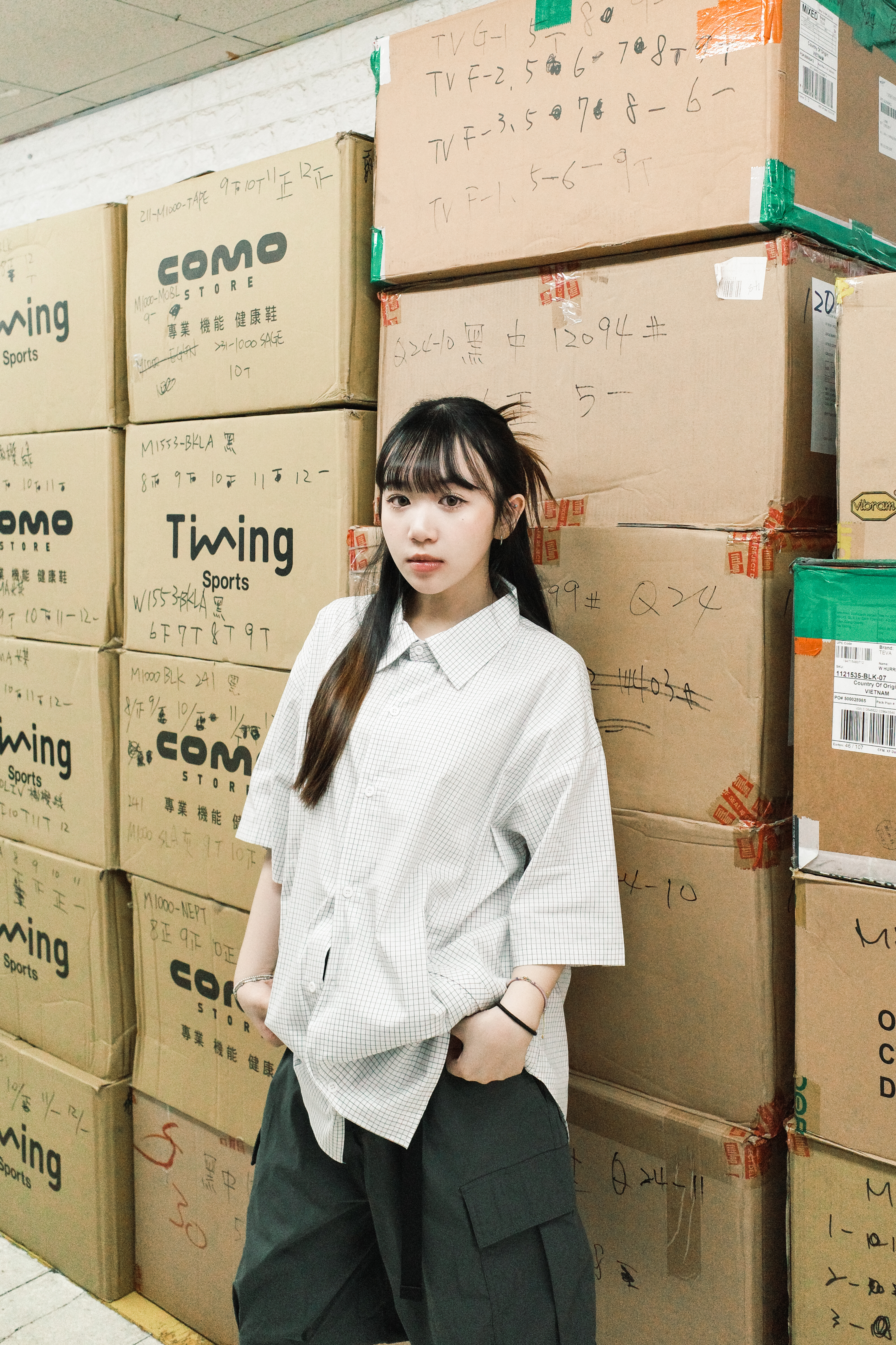 『Always_Good』日系 闊版 CITYBOY 細格紋 口袋 短袖襯衫