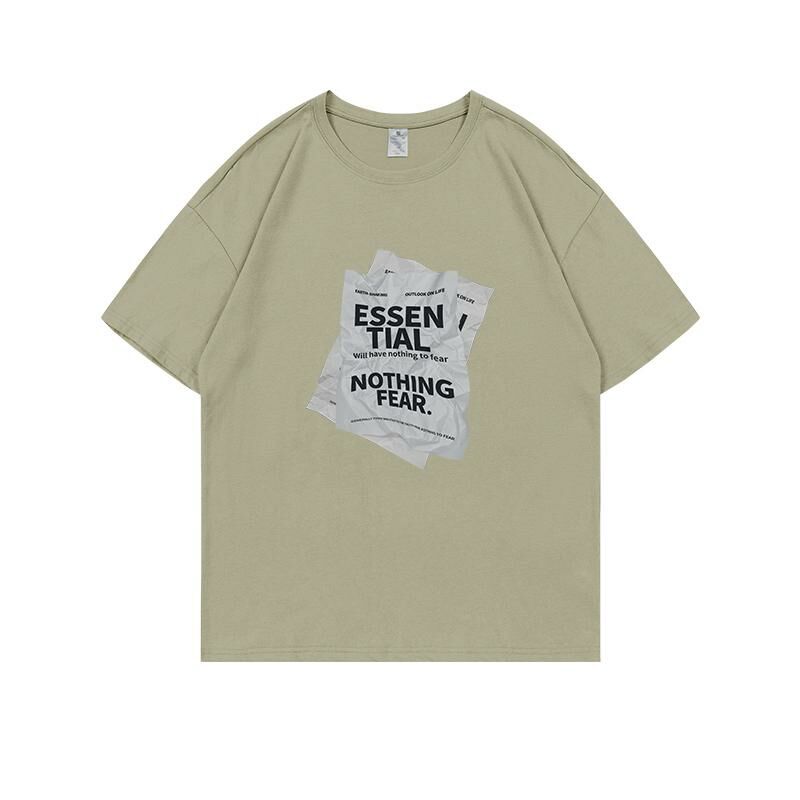 Loose short-sleeved T-shirt (S-4XL camel green) [After placing an order, please contact customer service to confirm the shipping size] 