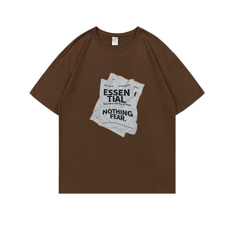Loose short-sleeved T-shirt (S-4XL brown) [After placing an order, please contact customer service to confirm the shipping size] 