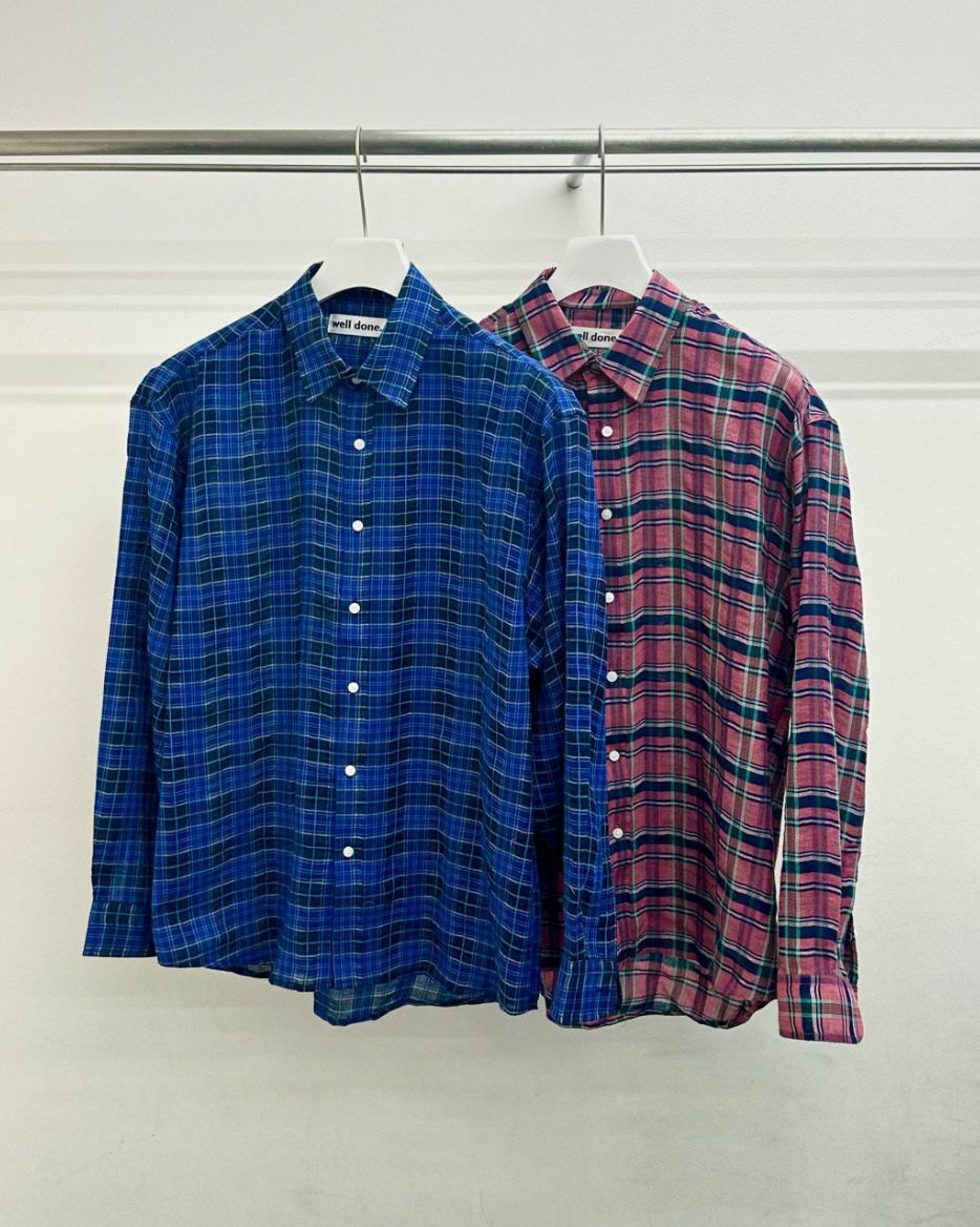 格仔長袖恤衫 WELL DONE-059S