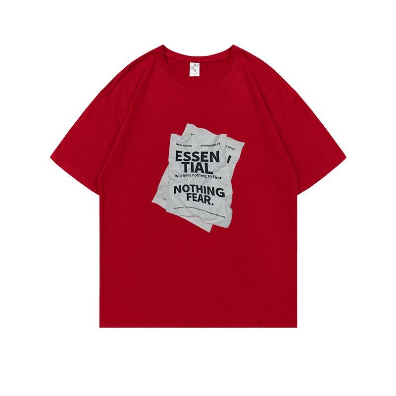 Loose short-sleeved T-shirt (S-4XL size China red) [Please contact customer service to confirm the shipping size after placing an order] 