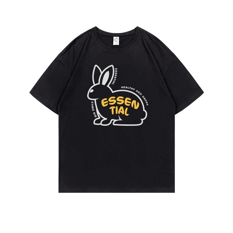 Loose short-sleeved T-shirt (S-4XL black 220g cotton) [Please contact customer service to confirm the shipping size after placing an order] 