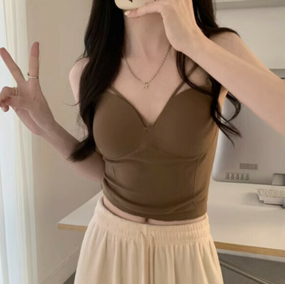 Summer vest with chest pad (coffee color) [Size: S-XL] [Contact customer service to confirm the shipping size after placing an order]