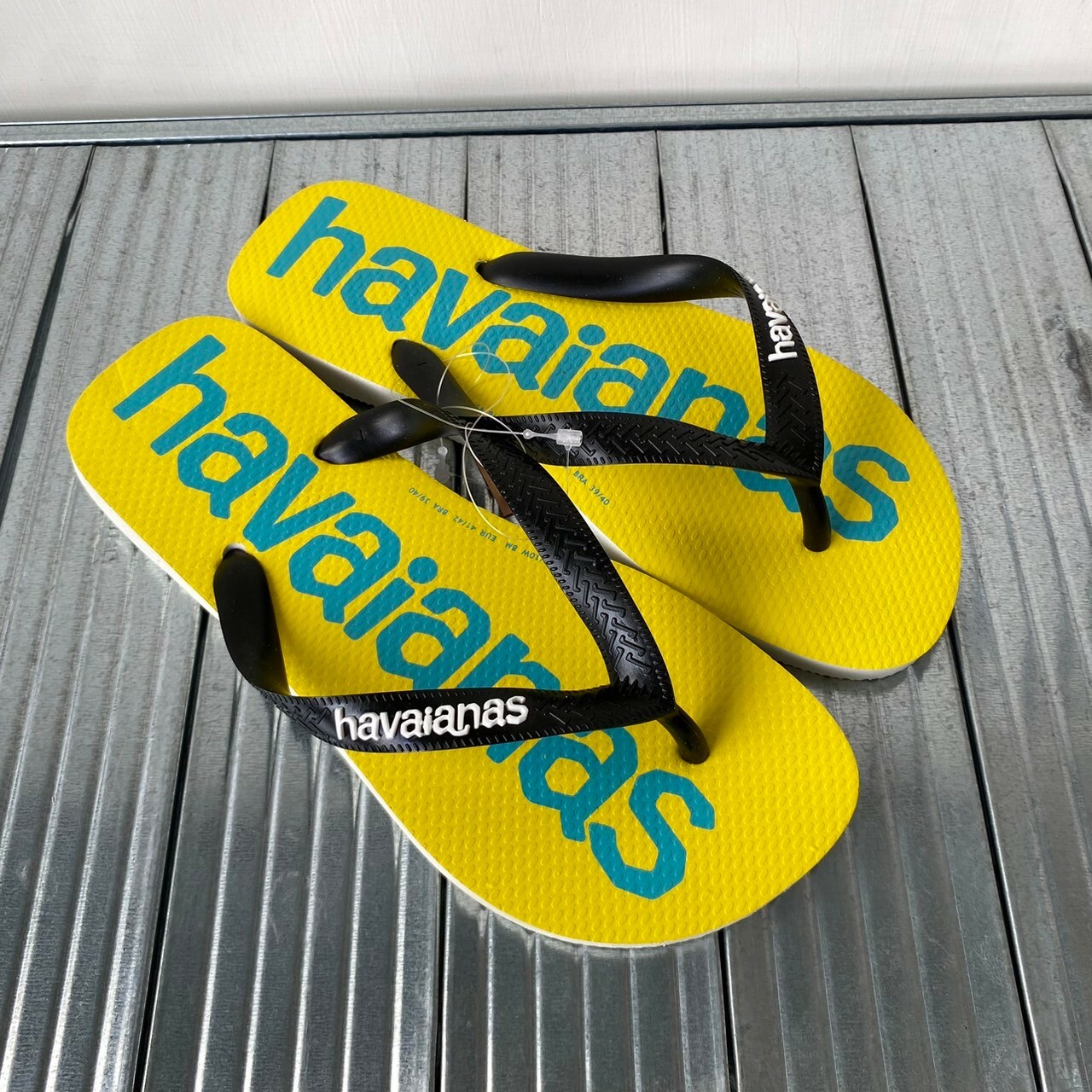 Havaianas 哈瓦仕 夾腳拖 大logo 黃黑 Top Logomania 4145741-0128U