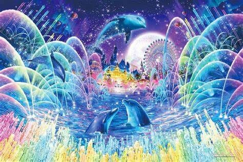 海豚慶典-噴水池 (夜光) (迷你尺寸) (絕版)