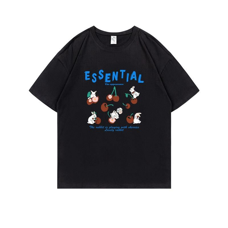 Loose short-sleeved T-shirt (S-4XL black 220g cotton) [Please contact customer service to confirm the shipping size after placing an order] 