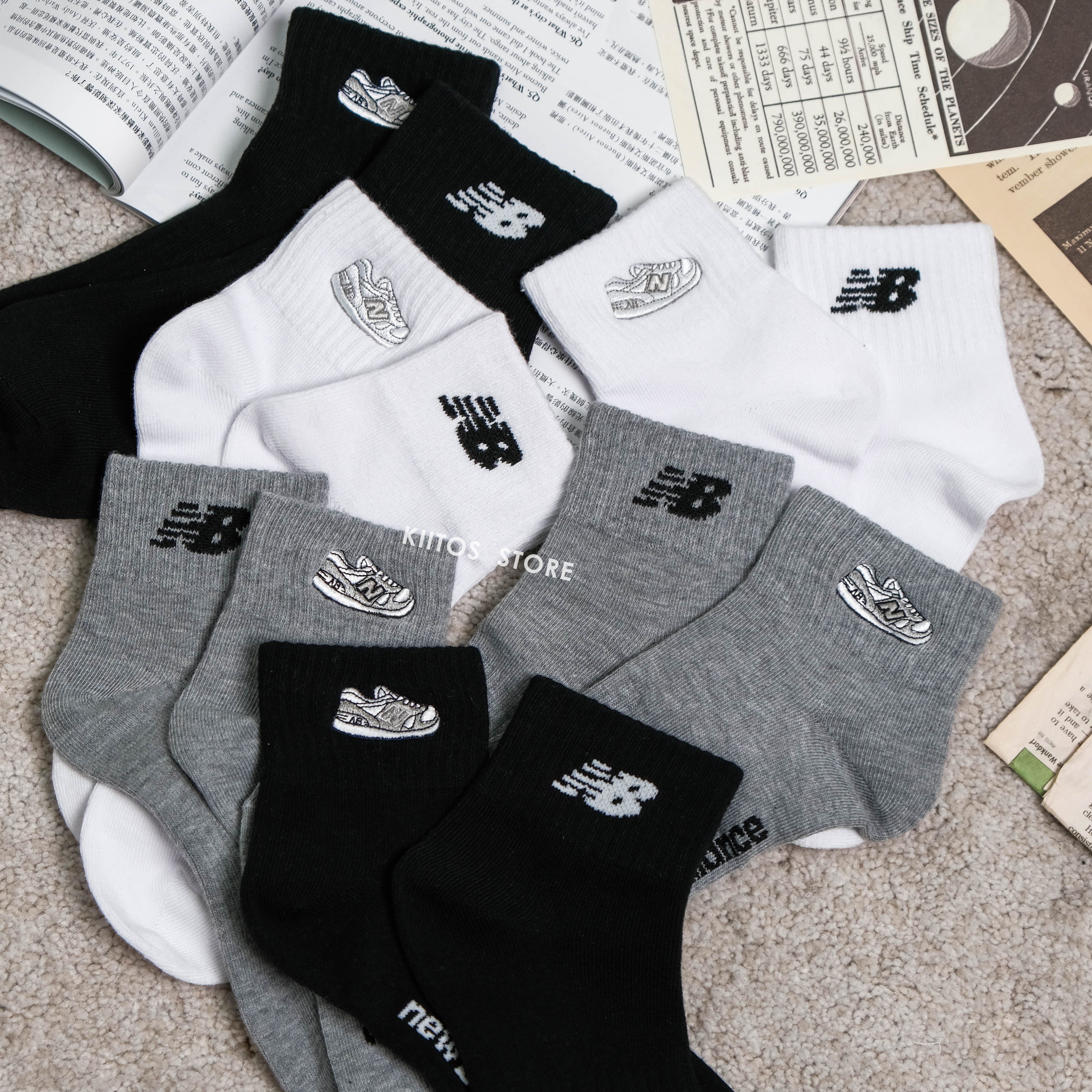 【現貨】New Balance 刺繡 小鞋 經典Logo 基本色 襪子 六雙一組