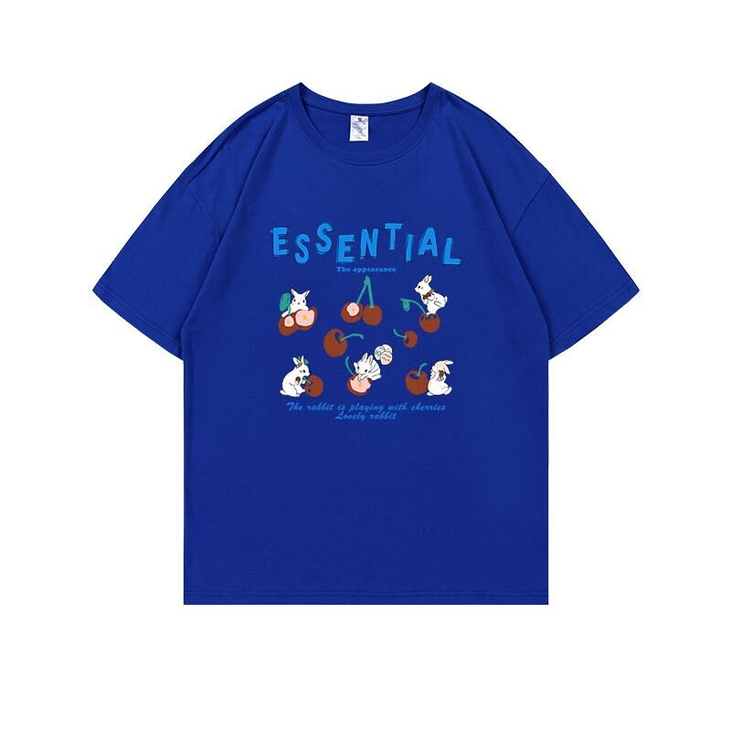 Loose short-sleeved T-shirt (S-4XL Klein Blue 220g cotton) [After placing an order, please contact customer service to confirm the shipping size] 