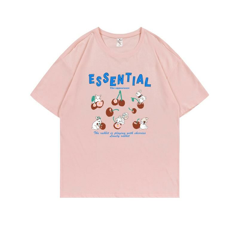 Loose short-sleeved T-shirt (S-4XL light pink 220g cotton) [Please contact customer service to confirm the shipping size after placing an order] 