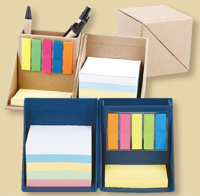 牛皮紙正方體便籤盒便利貼加筆筒組合 AD6834