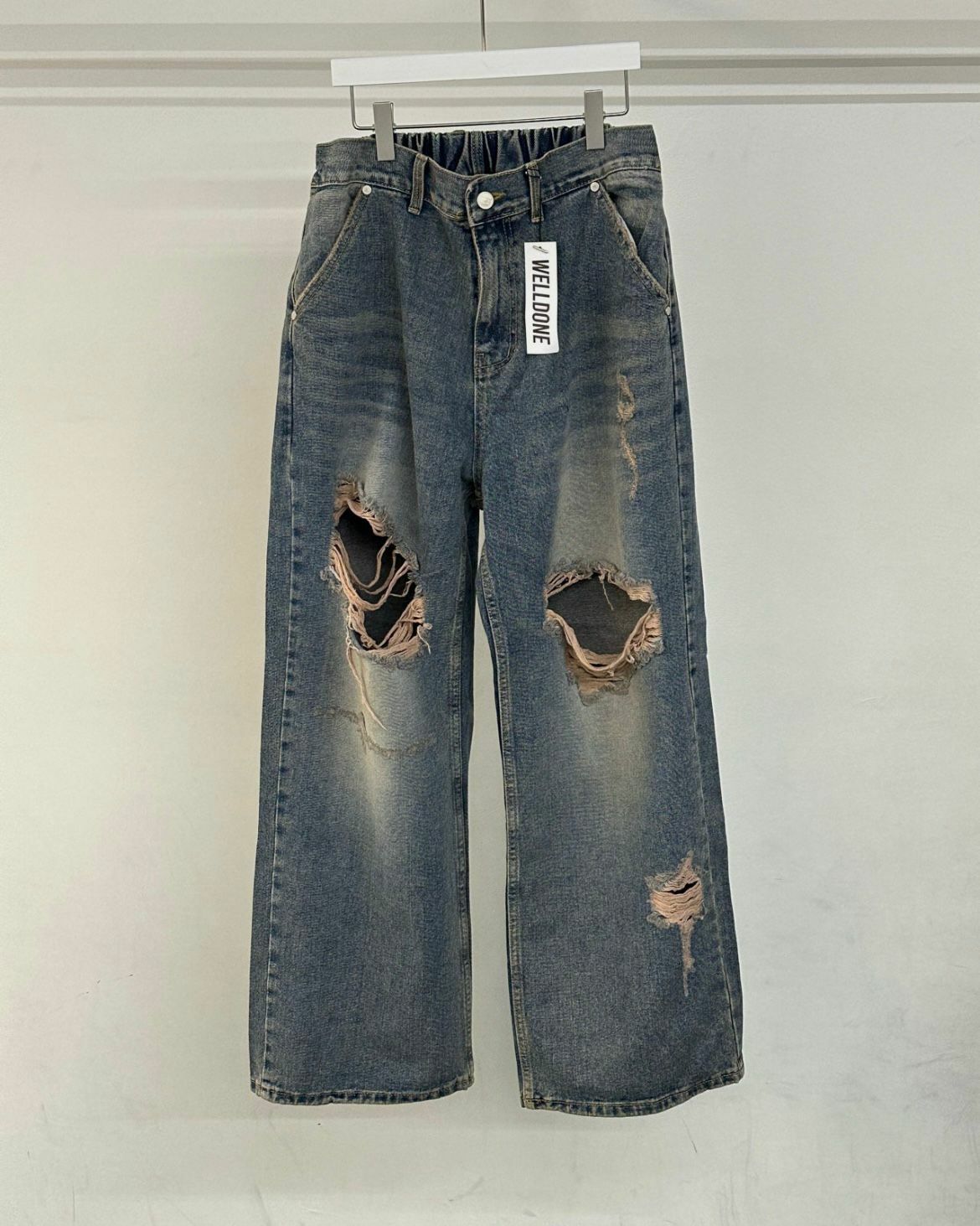 洗水破洞鬆身牛仔褲 WELL DONE-061J