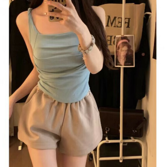 Summer beauty strap chest pad vest (baby blue) [one size]