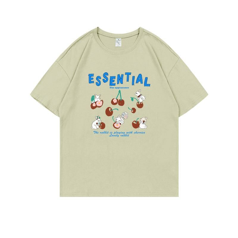 Loose short-sleeved T-shirt (S-4XL camel green 220g cotton) [After placing an order, please contact customer service to confirm the shipping size] 
