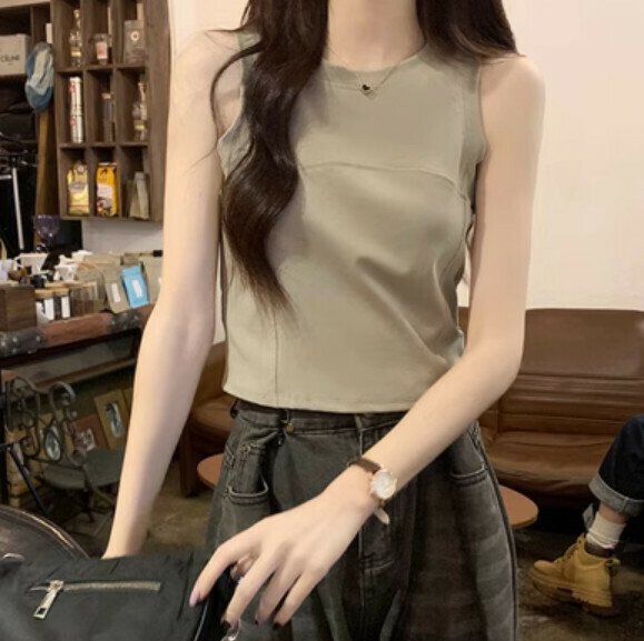 Summer Wide Shoulder Strap Vest (Light Card Color) [Size: S-XL] [Contact Customer Service to Confirm Shipping Size after Placing an Order]