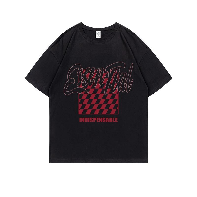 Loose short-sleeved T-shirt (S-4XL black 220g cotton) [Please contact customer service to confirm the shipping size after placing an order] 