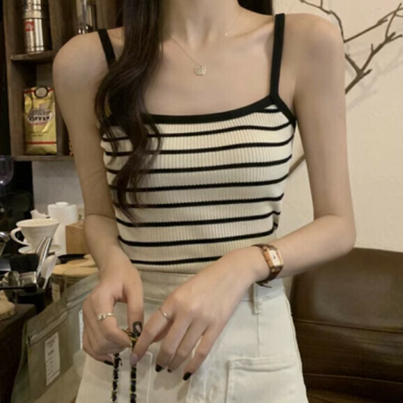 Summer Wide Strap Vest (Black) [Size: S-L] [Contact Customer Service to Confirm Shipping Size After Placing an Order]