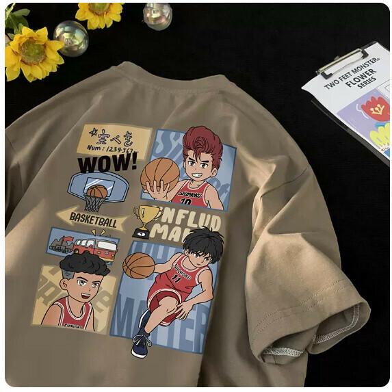 Cotton short-sleeved T-shirt (coffee color [M_2XL size] (contact customer service to confirm the shipping size after placing an order))