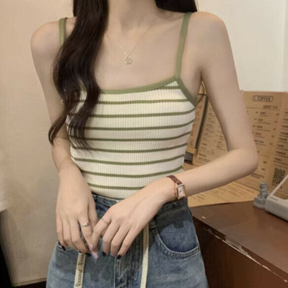 Summer Wide Shoulder Strap Vest (Fruit Green) [Size: S-L] [Contact Customer Service to Confirm Shipping Size After Placing an Order]