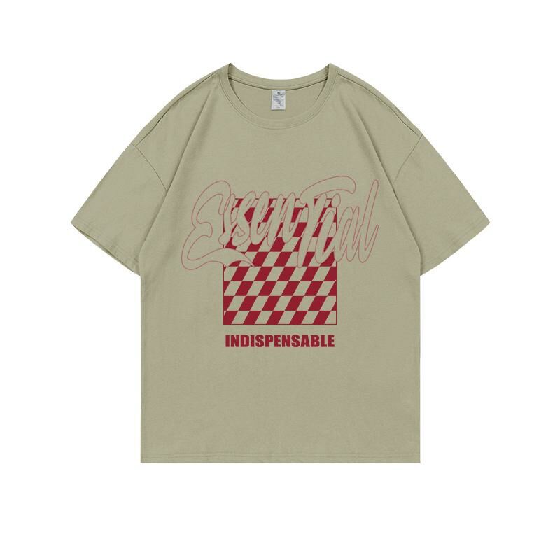 Loose short-sleeved T-shirt (S-4XL camel green 220g cotton) [After placing an order, please contact customer service to confirm the shipping size] 