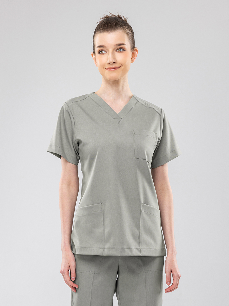 【 AB719-E2 】男女通用-刷手上衣-AB柔挺布-雪松綠