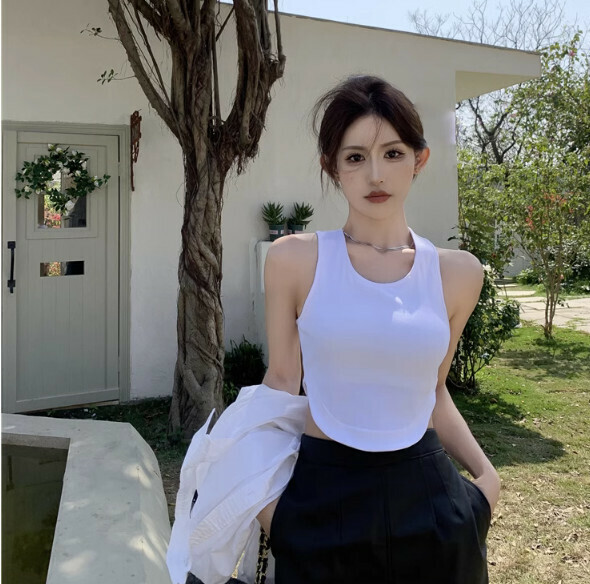 Summer short simple slim pack (white) [Size: S-L] [Contact customer service to confirm the shipping size after placing an order]