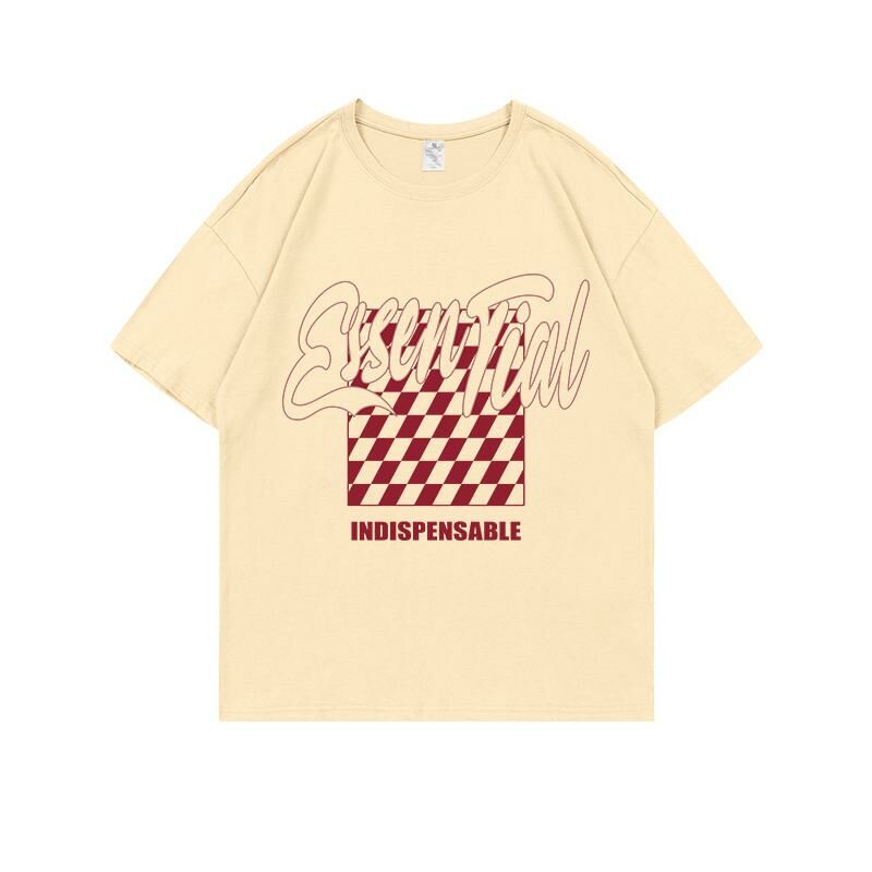 Loose short-sleeved T-shirt (S-4XL apricot 220g cotton) [Please contact customer service to confirm the shipping size after placing an order] 