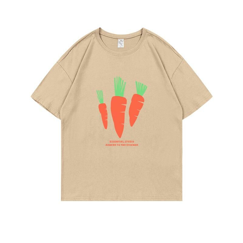 Loose short-sleeved T-shirt (S-4XL khaki) [Please contact customer service to confirm the shipping size after placing an order] 