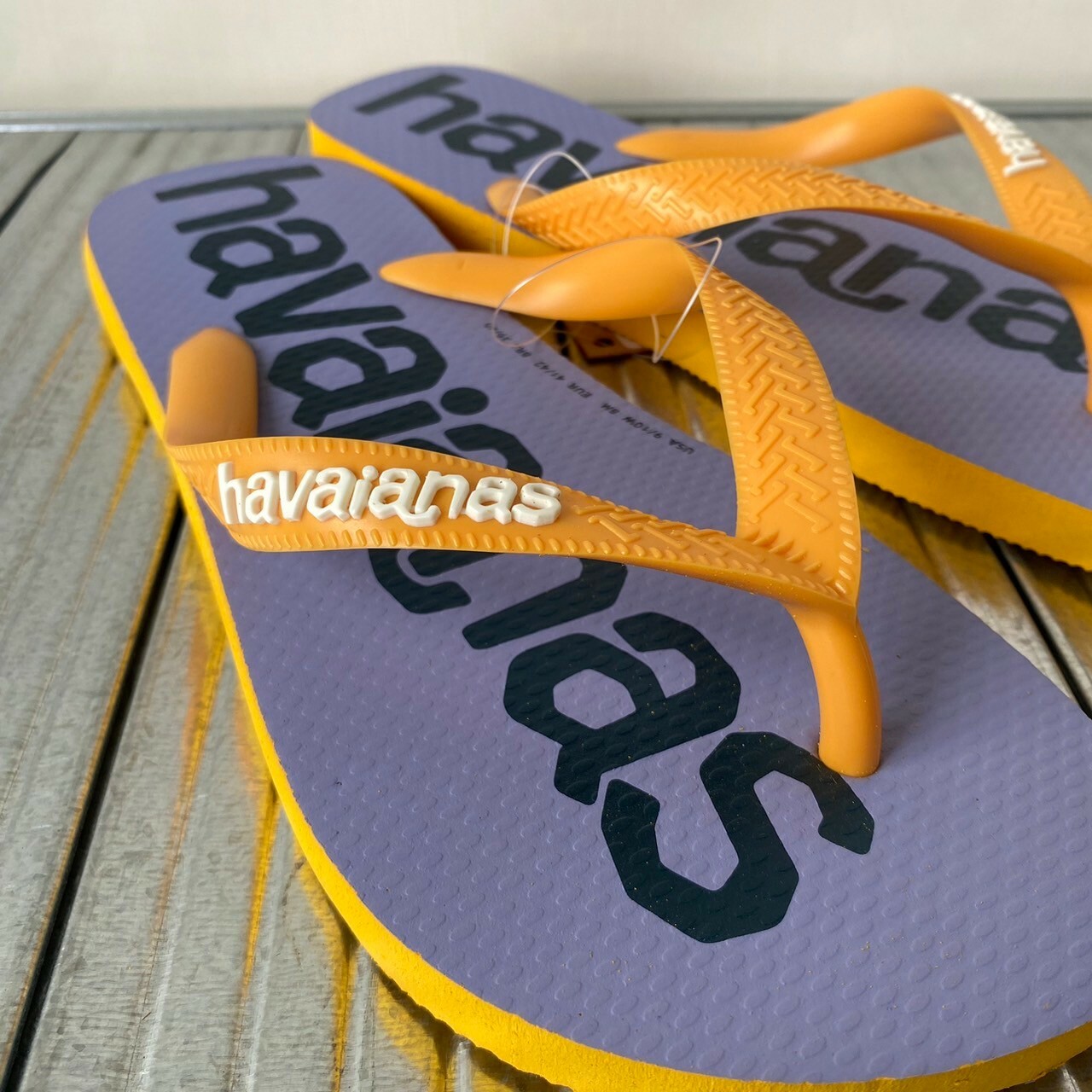Havaianas 哈瓦仕 夾腳拖 大logo 紫黃 Top Logomania 4145741-1740U