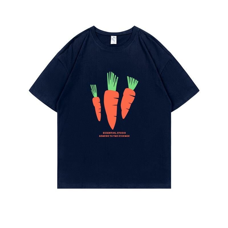 Loose short-sleeved T-shirt (S-4XL navy blue) [Please contact customer service to confirm the shipping size after placing an order] 